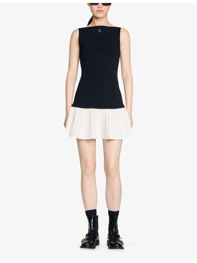 Sandro Two-Tone Sleeveless Woven Mini Dress outlook