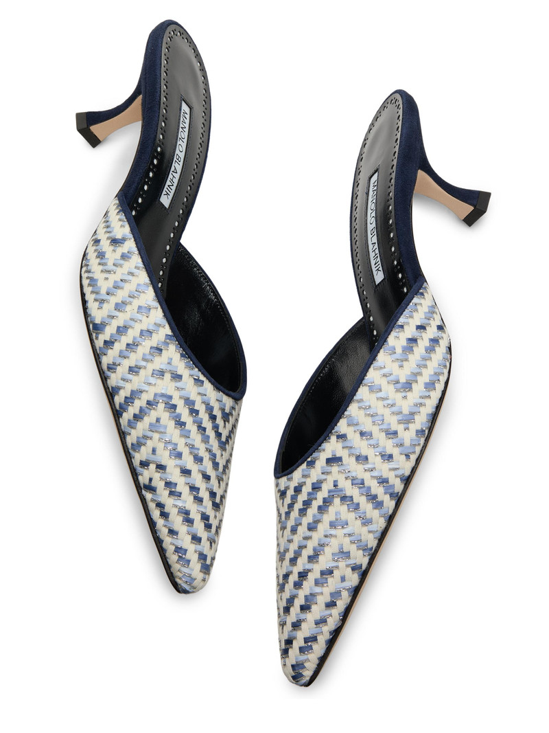 Women's Carolyne 50MM Raffia Mules - Silver 6