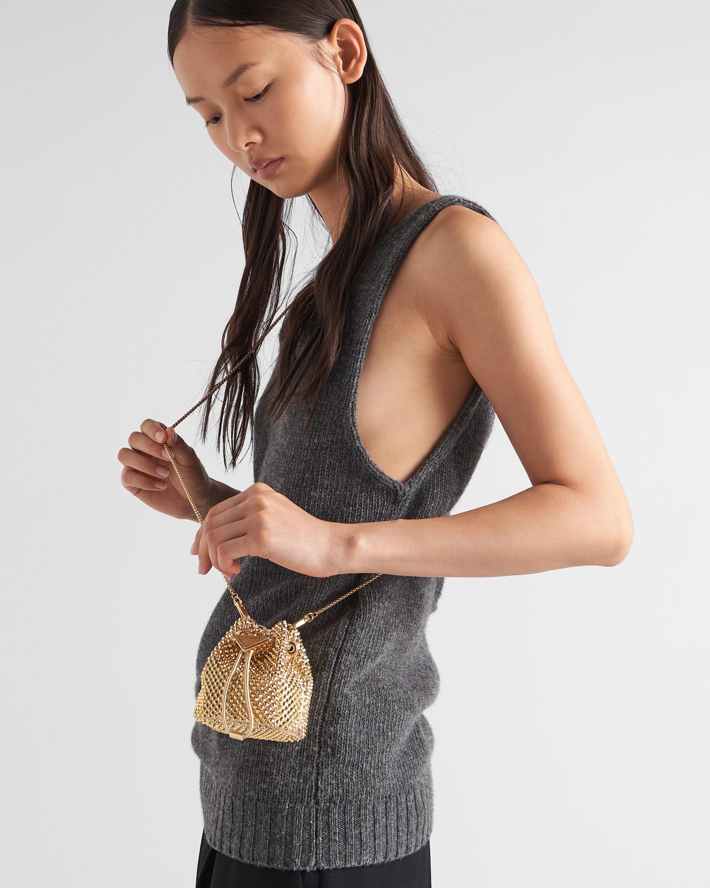 Prada Embellished satin mini-pouch | REVERSIBLE