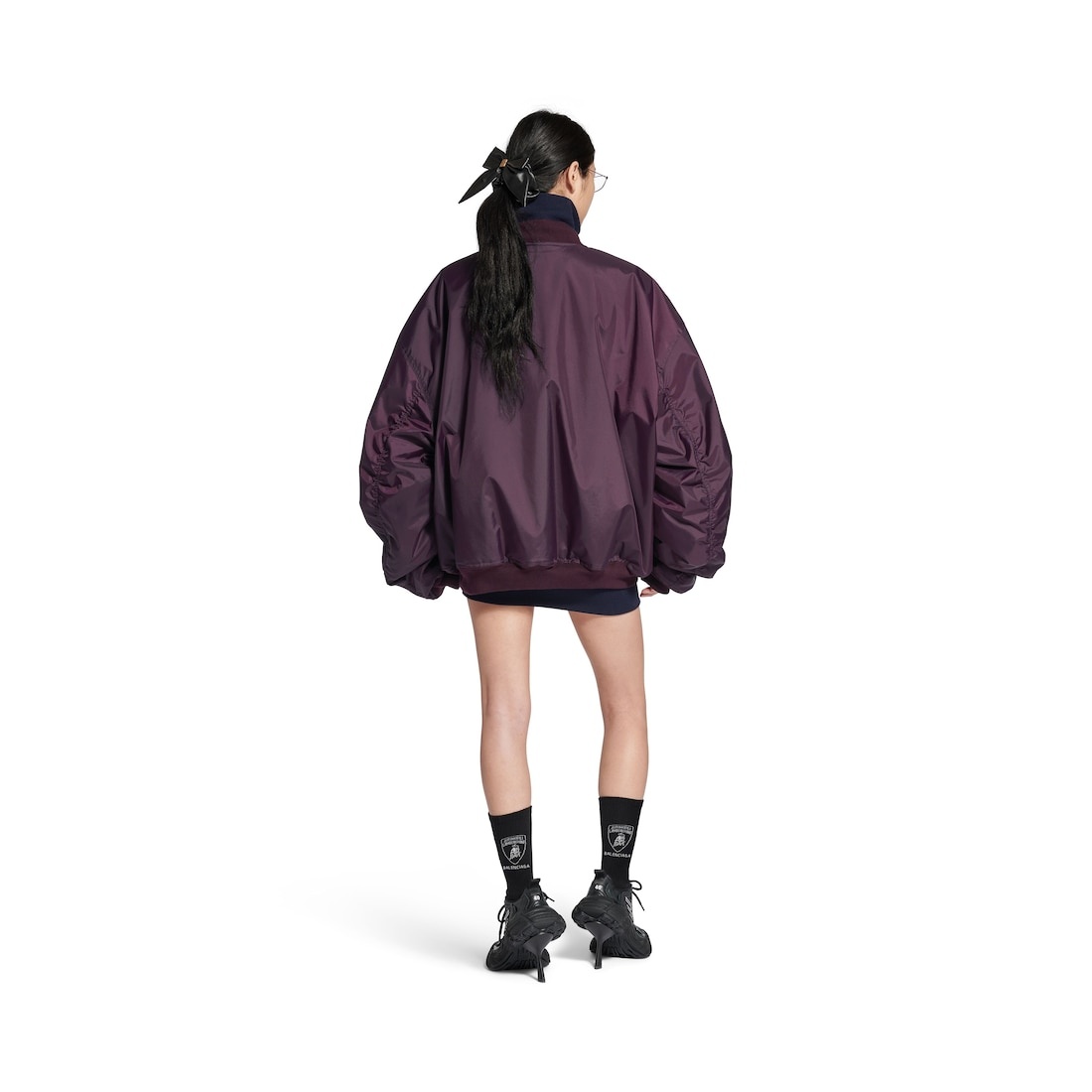 Bomber Jacket Large Fit in Dark Purple - 3