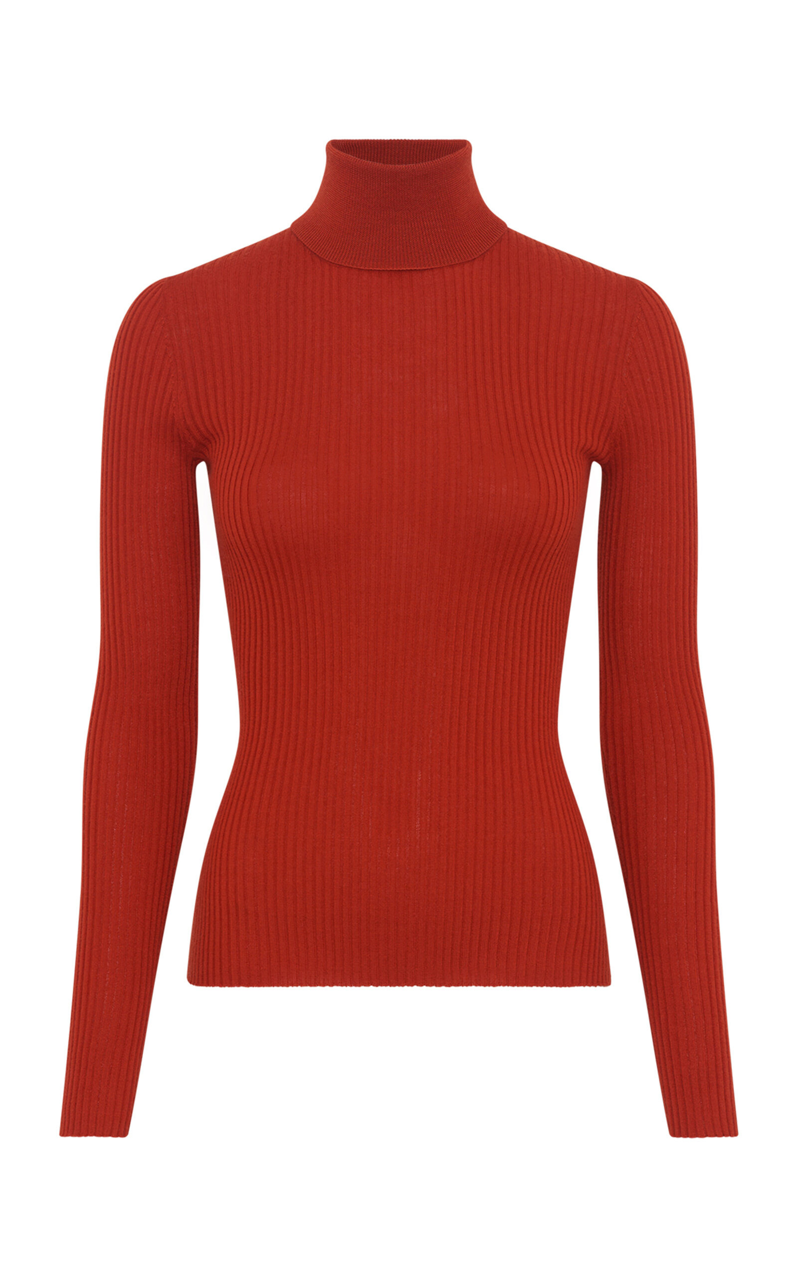 Peppe Ribbed Cashmere-Silk Turtleneck Top orange - 1