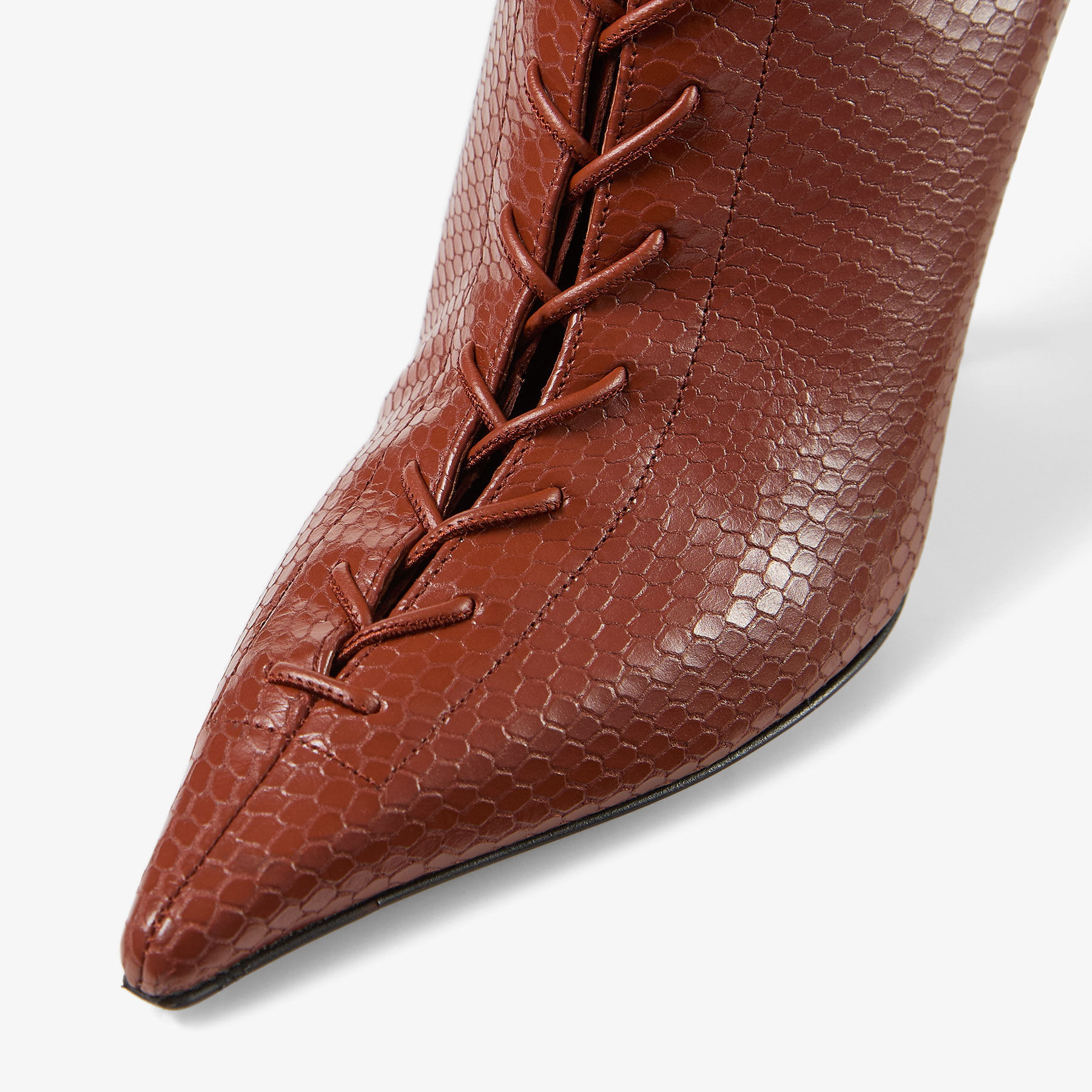 Scarlett Ankle Boot 95
Cognac Elaphe Printed Leather Ankle Boots - 4