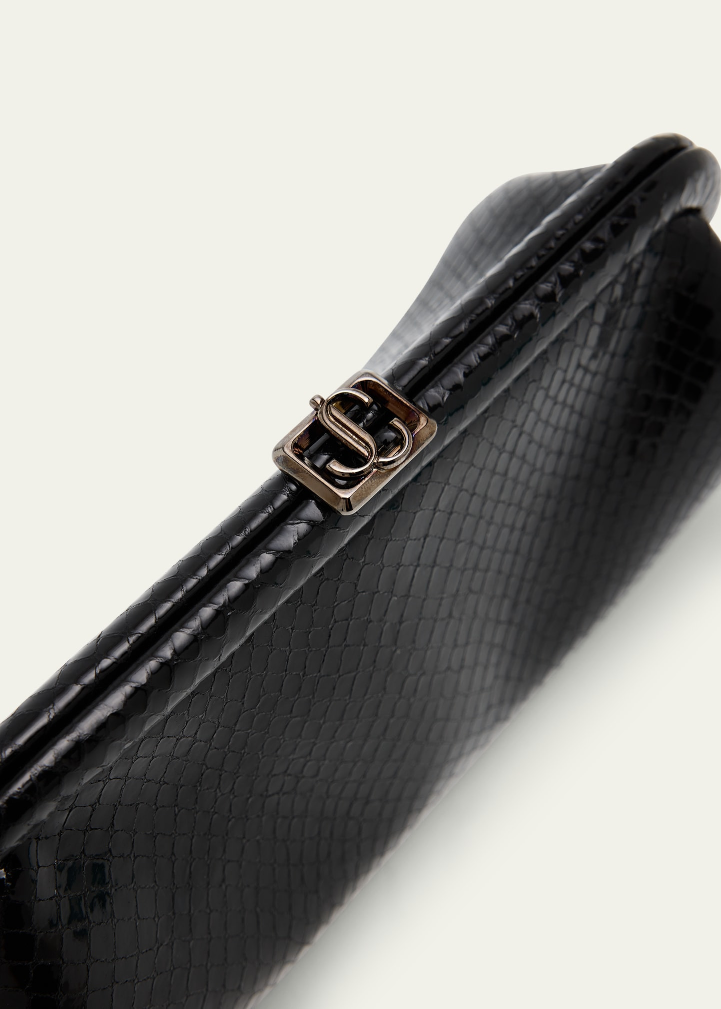Skylar Snake-Print Leather Clutch Bag with JC Clasp - 5