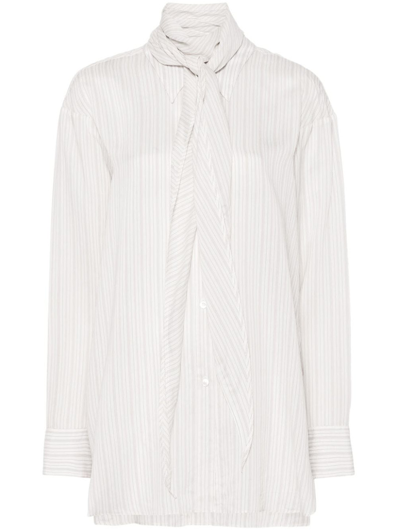 scarf-detail striped blouse 1