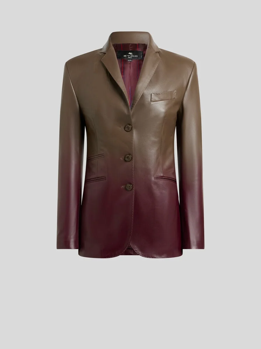 SINGLE-BREASTED DEGRADÉ LEATHER JACKET - 1