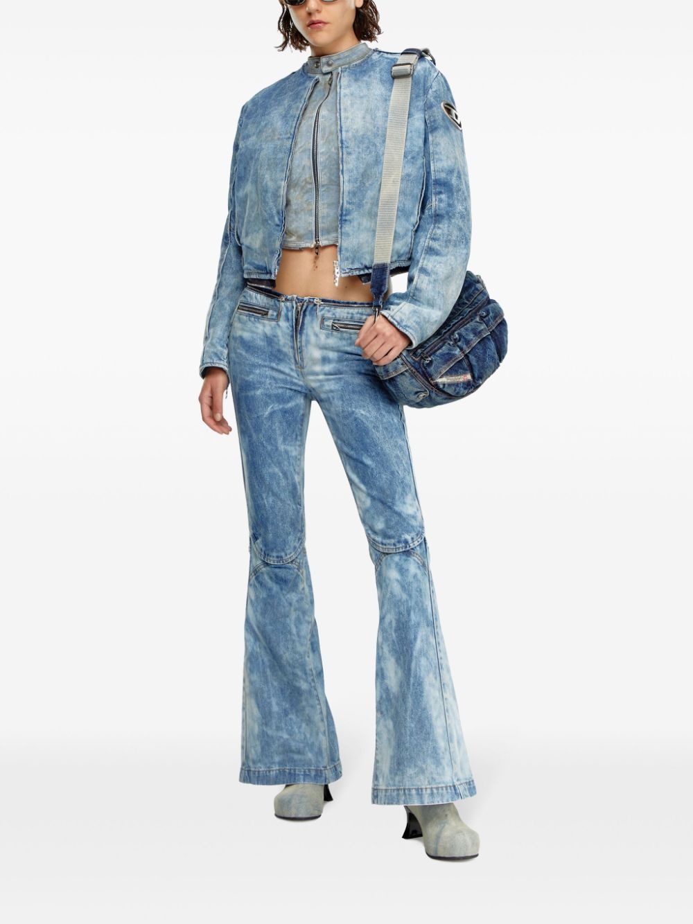 zip-detail cotton jeans - 2