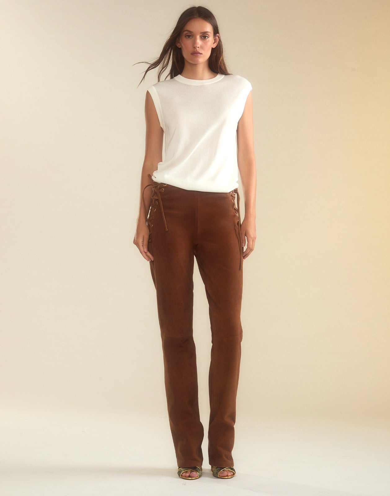 Liv Lace-Up Suede Pants - 2