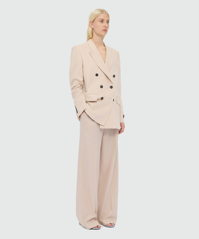 Beige wide-leg viscose-blend canvas trousers 4