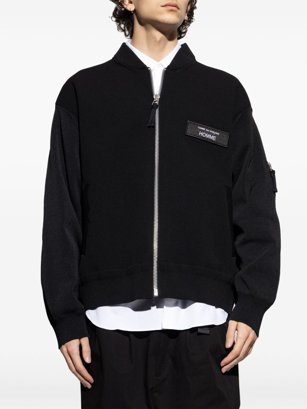 logo-patch bomber jacket - 3