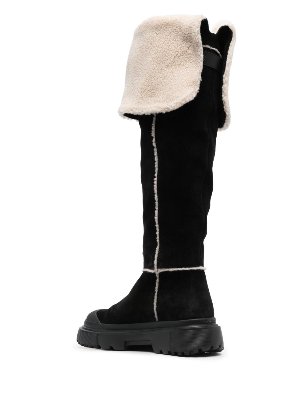 shearling-detail knee-high boots - 3