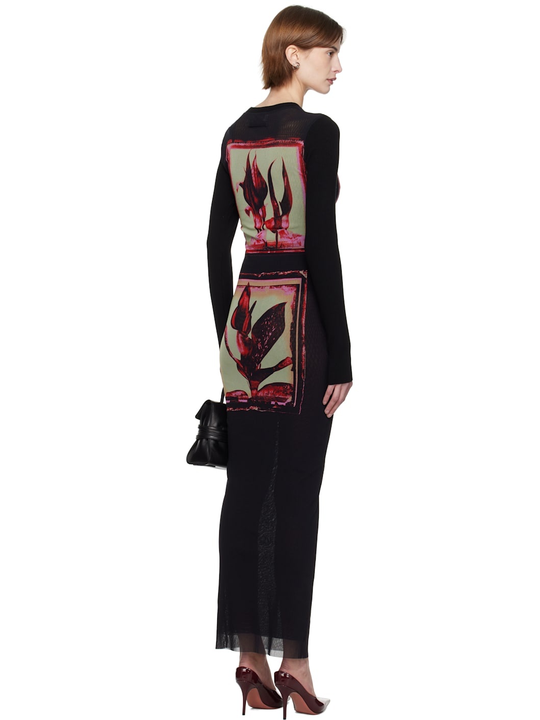 Black Flowers Cadres Maxi Dress - 3