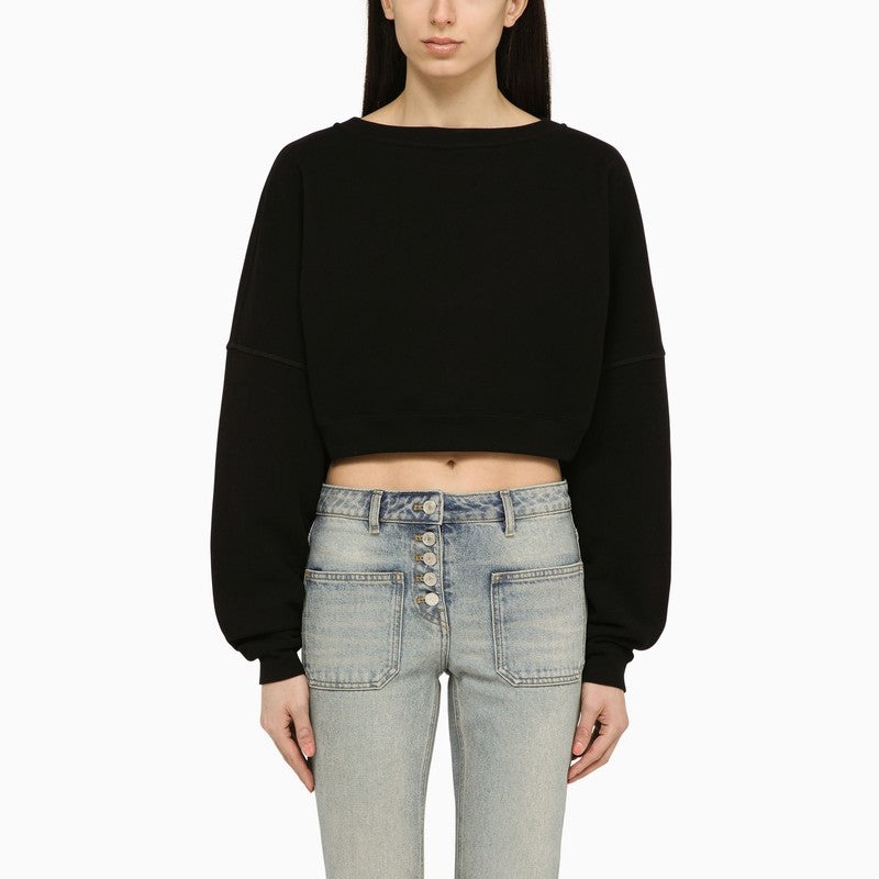 Saint Laurent Short Black Cotton Sweatshirt Women - 1