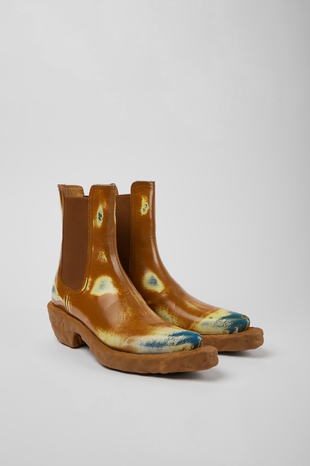 Three-toned brushed leather boots - 2