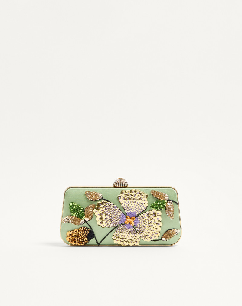 VALENTINO GARAVANI CARRY SECRETS SATIN MINAUDIERE WITH FLORAL EMBROIDERY 5