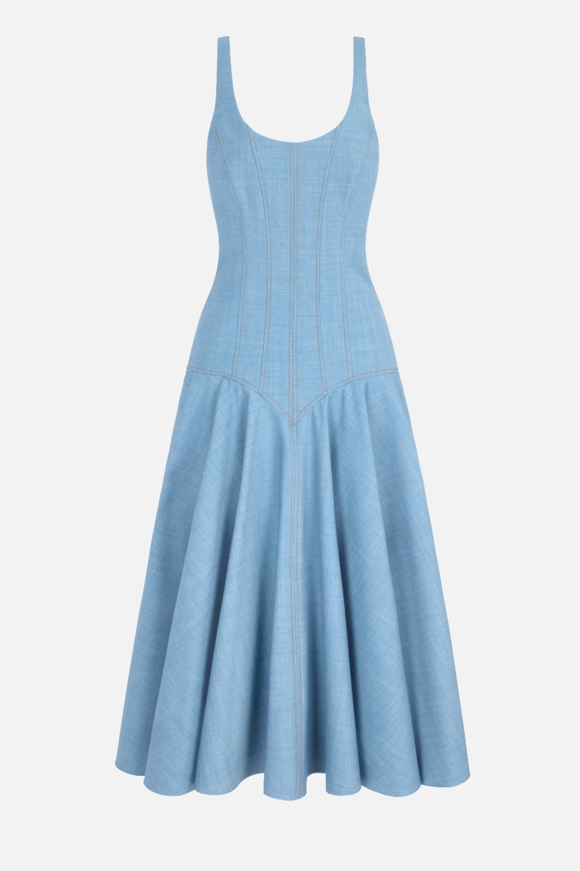 Harmoni Dress In Blue Melange Summer Wool - 1