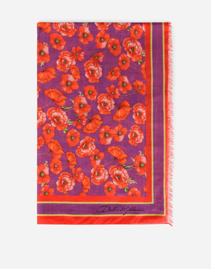 Cotton sarong with poppy print (110 x 190) - 1