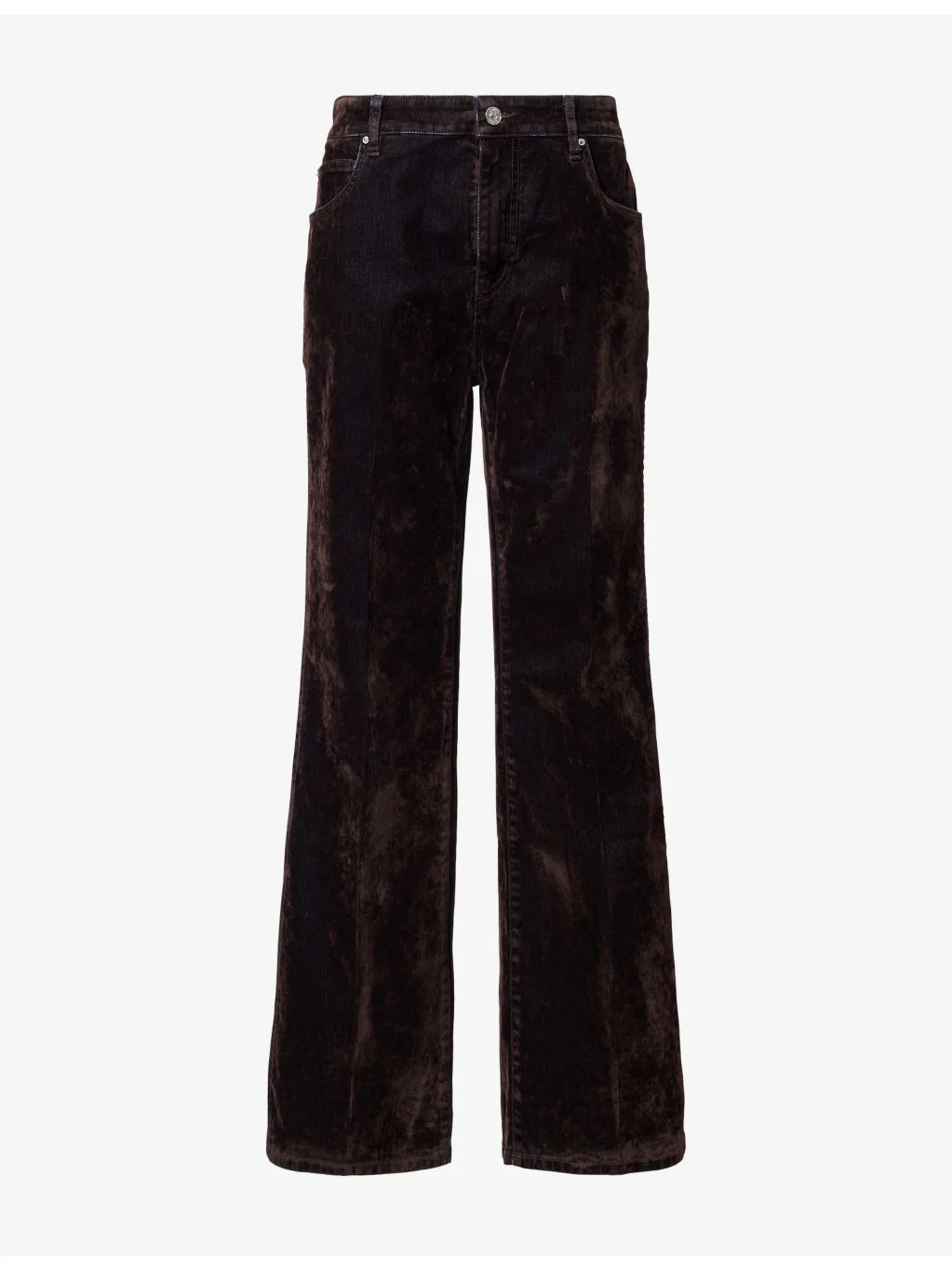 Flared-Leg 5-Pocket Flocked Denim Jeans - 1