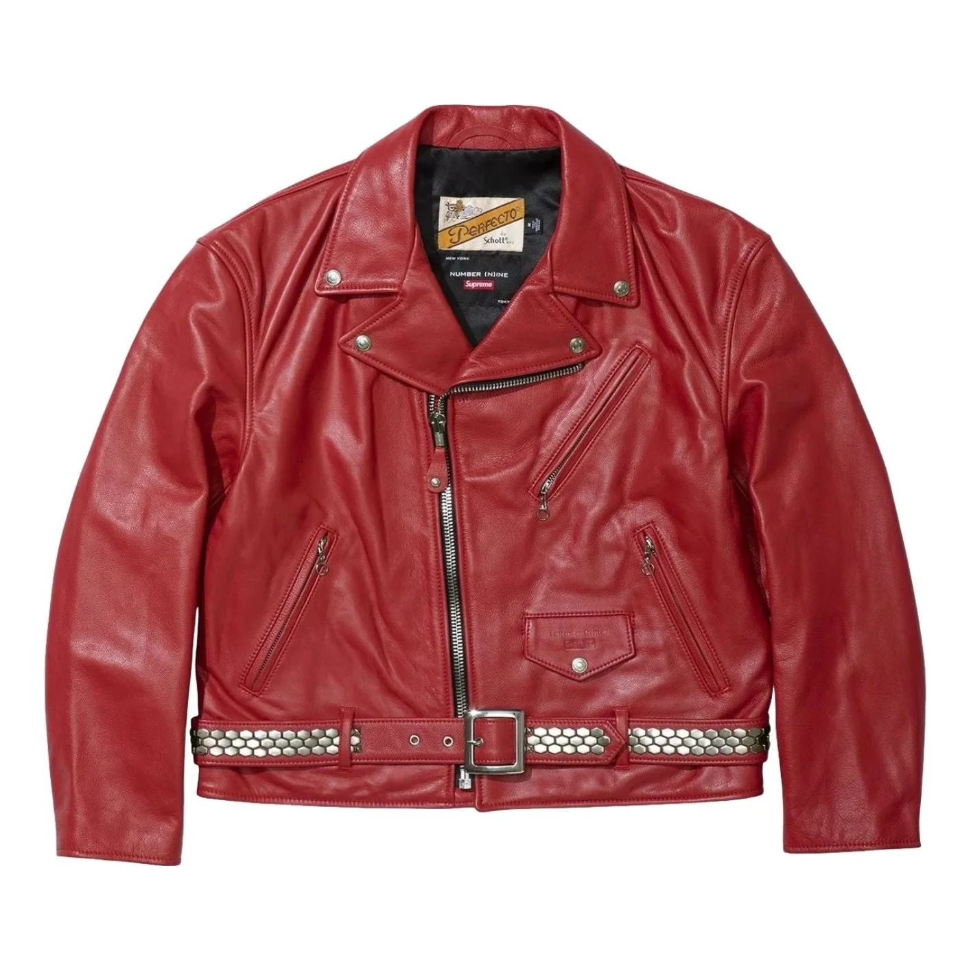 Supreme FW25 x Number (N)ine Schott® Perfecto Leather Jacket 'Red' FW25J51-RED - 1