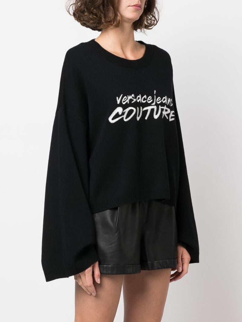 embroidered-logo wide-sleeve jumper - 3