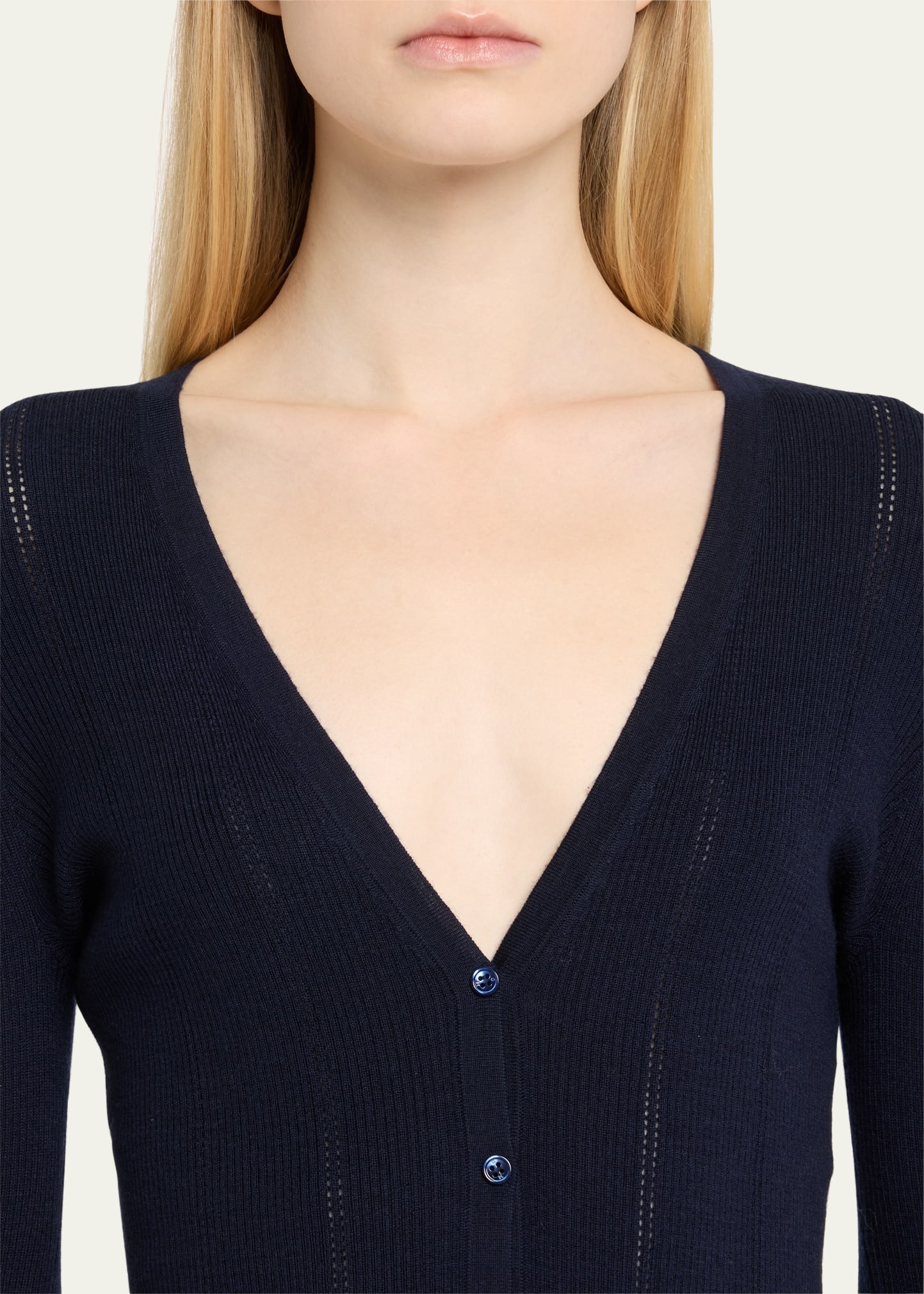 Lillian Slim V-Neck Wool Cardigan - 5