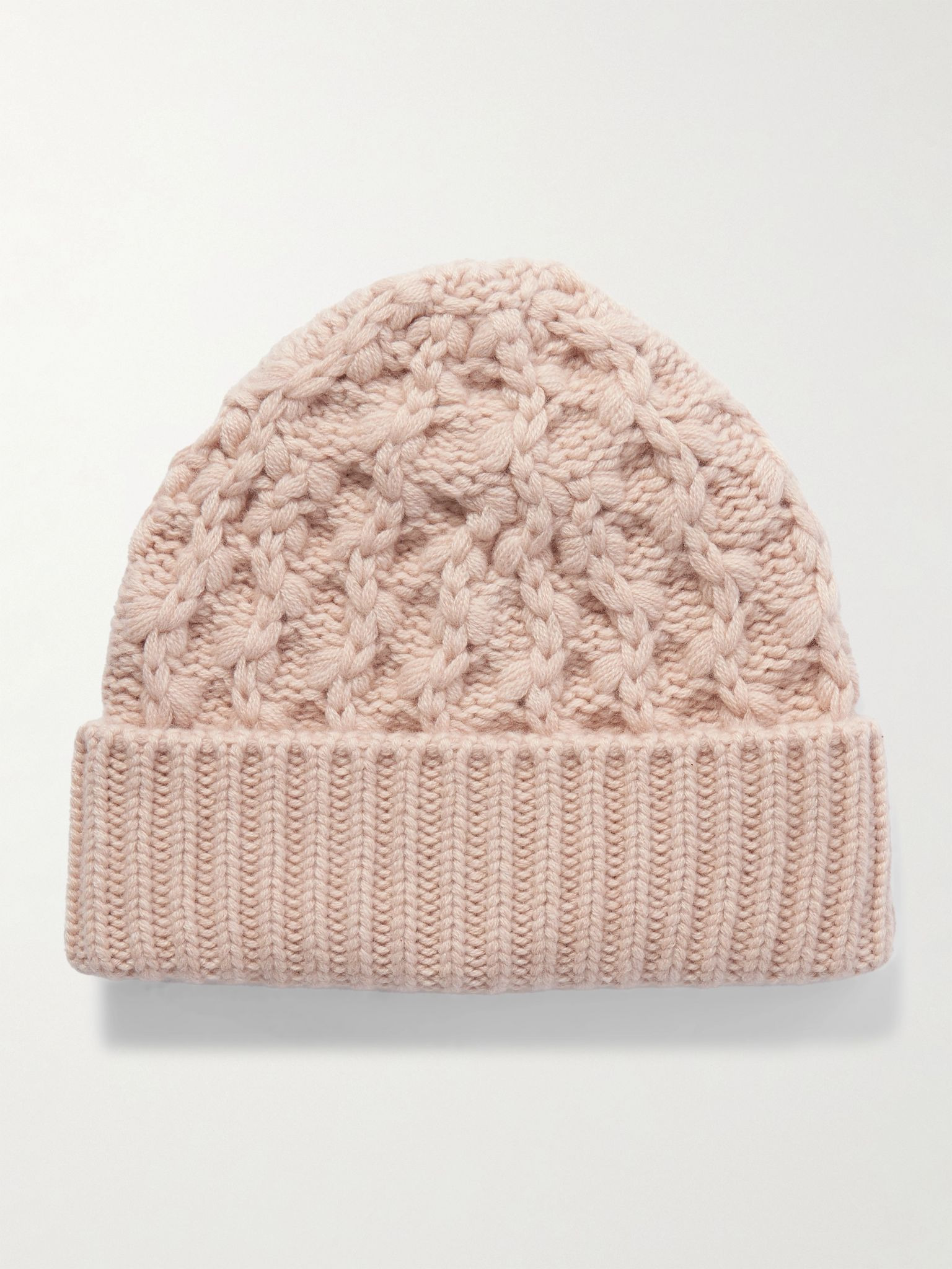 Vallé cable-knit cashmere beanie Blush - 1
