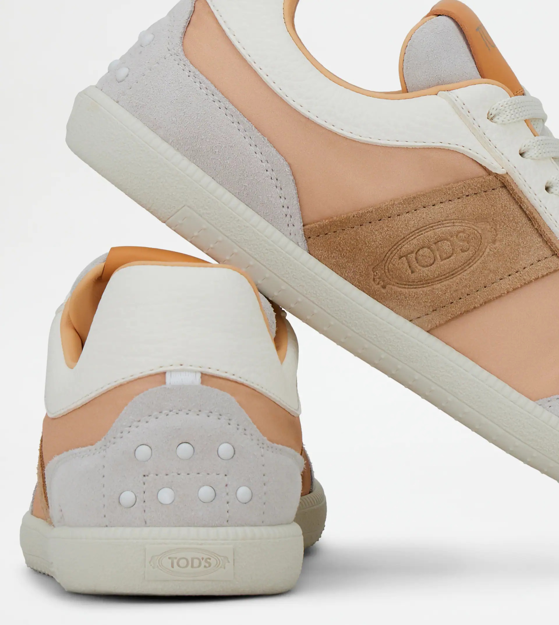 TOD'S TABS SNEAKERS IN SUEDE AND HIGH-TECH FABRIC - BEIGE, WHITE - 7
