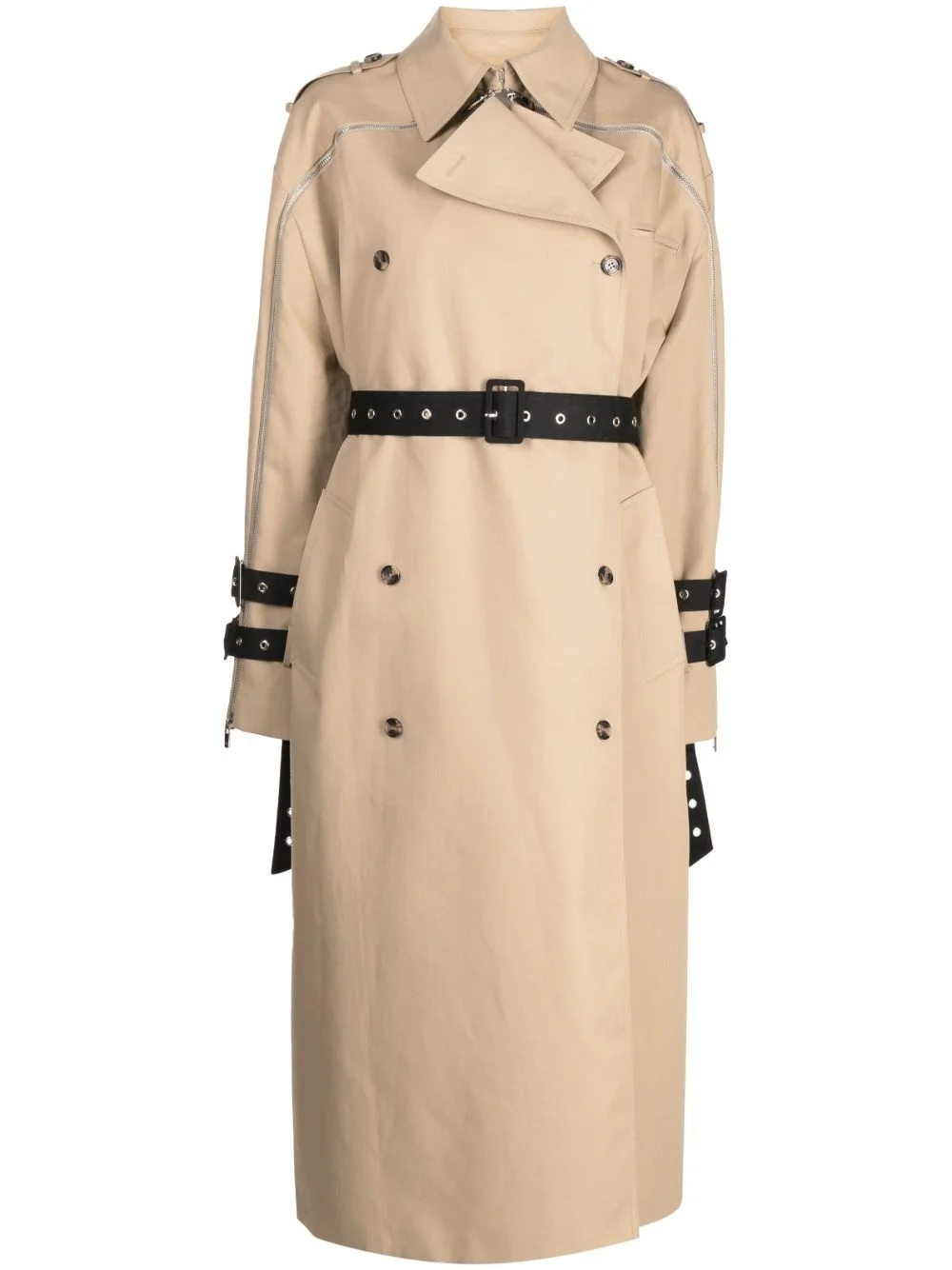 oversized belted-waist trench coat - 1