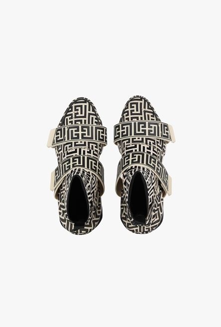 Bicolor knit and suede B-Bold high-top sneakers with straps - 4