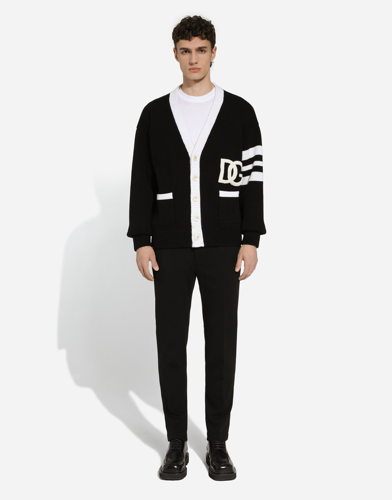 Dolce & Gabbana Wool fisherman’s rib cardigan with DG logo outlook