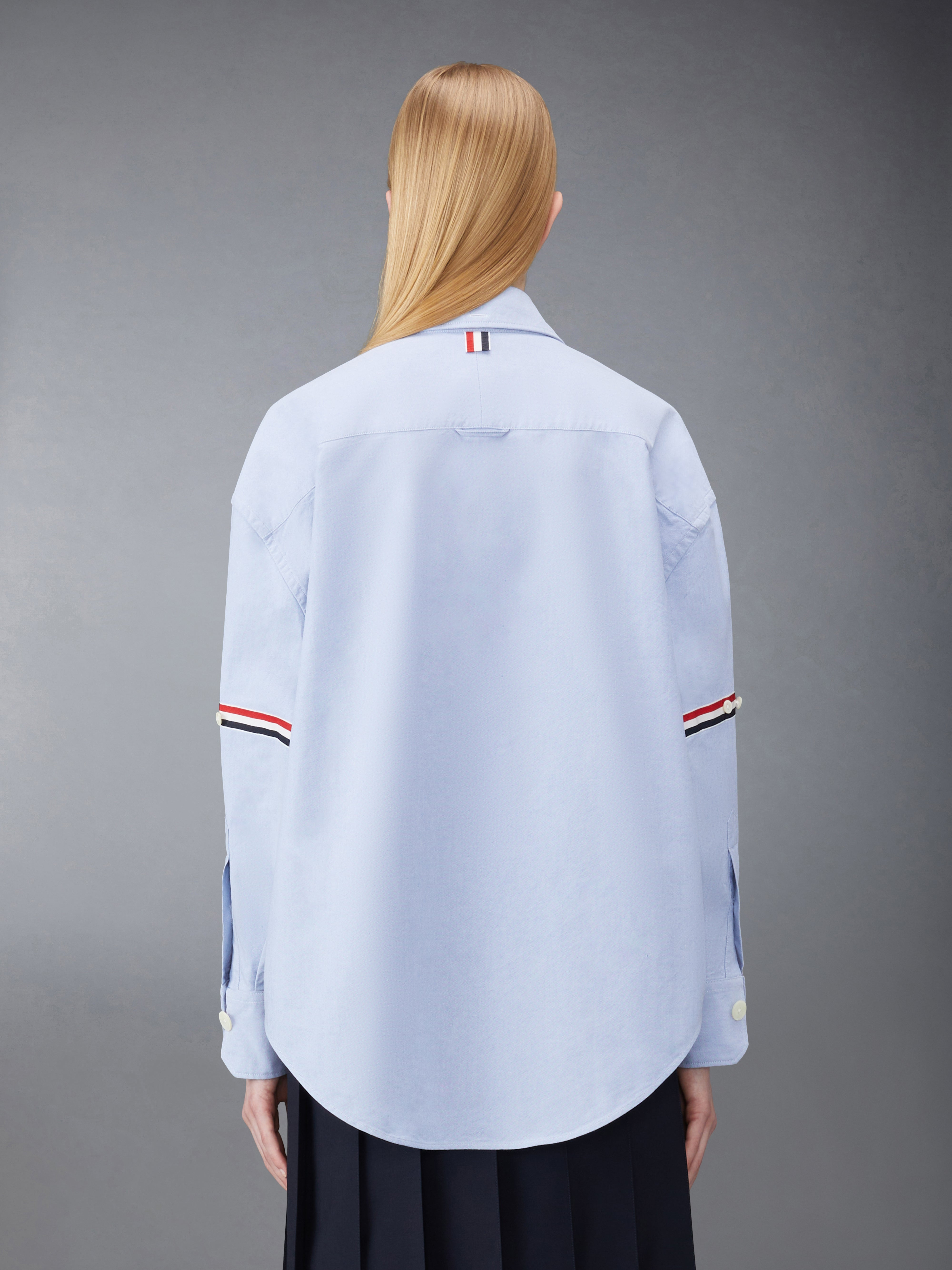 SUPERSIZED POINT COLLAR SHIRT W/ RWB GROSGRAIN ARMBANDS IN OXFORD - 2