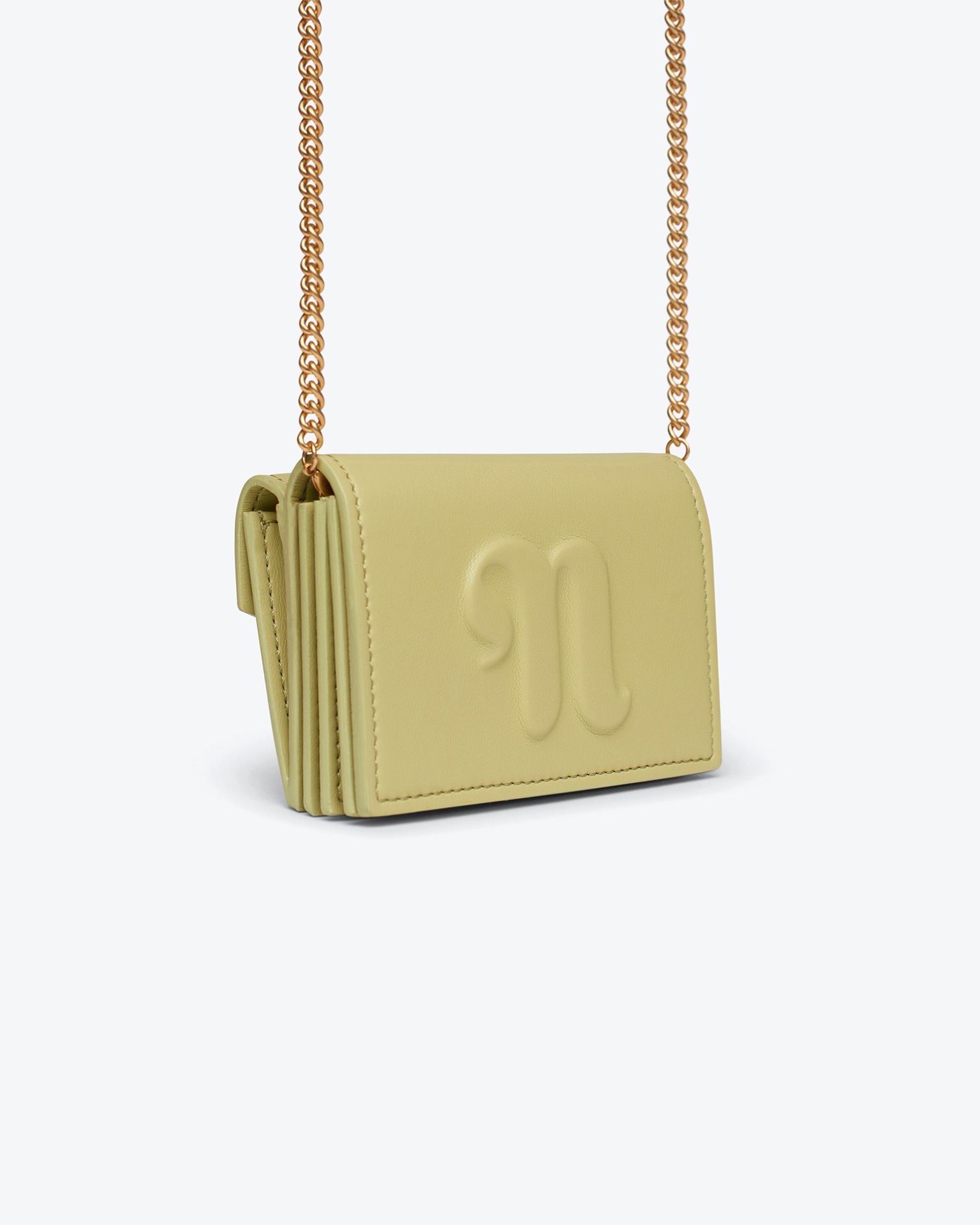 THE CONCERTINA MINI - Alt-nappa chain-trimmed cardholder - Lime - 4