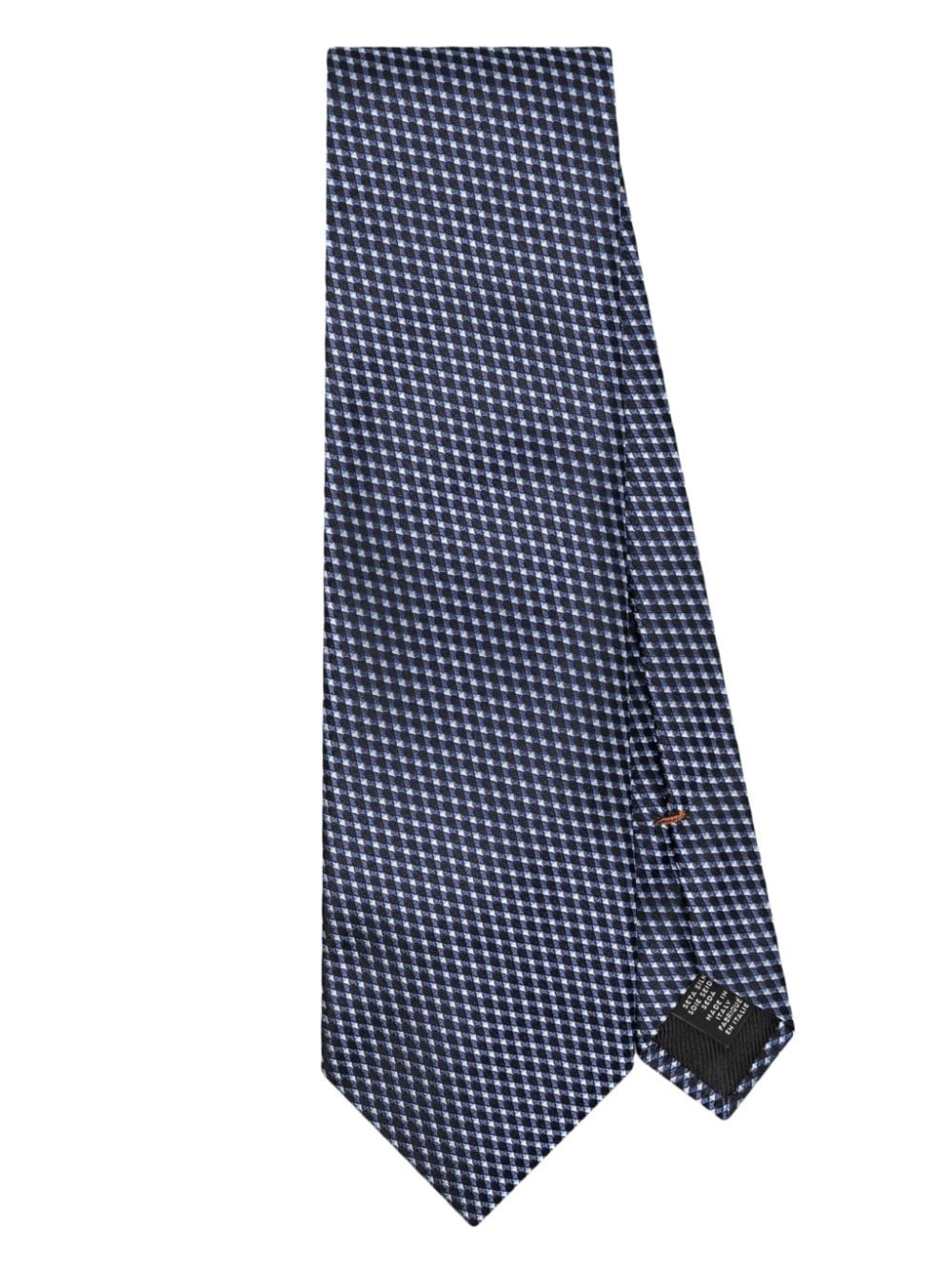 check patterned-jacquard silk tie - 1