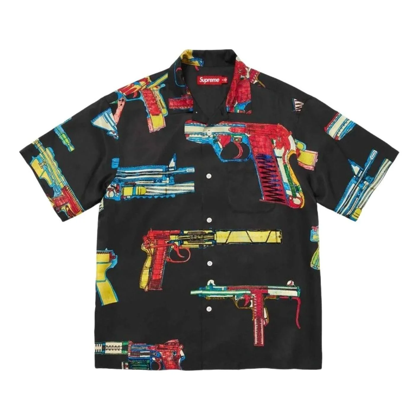 Supreme SS26 Guns Silk S/S Shirt 'Black' SUP-SS26-366-BLK - 1
