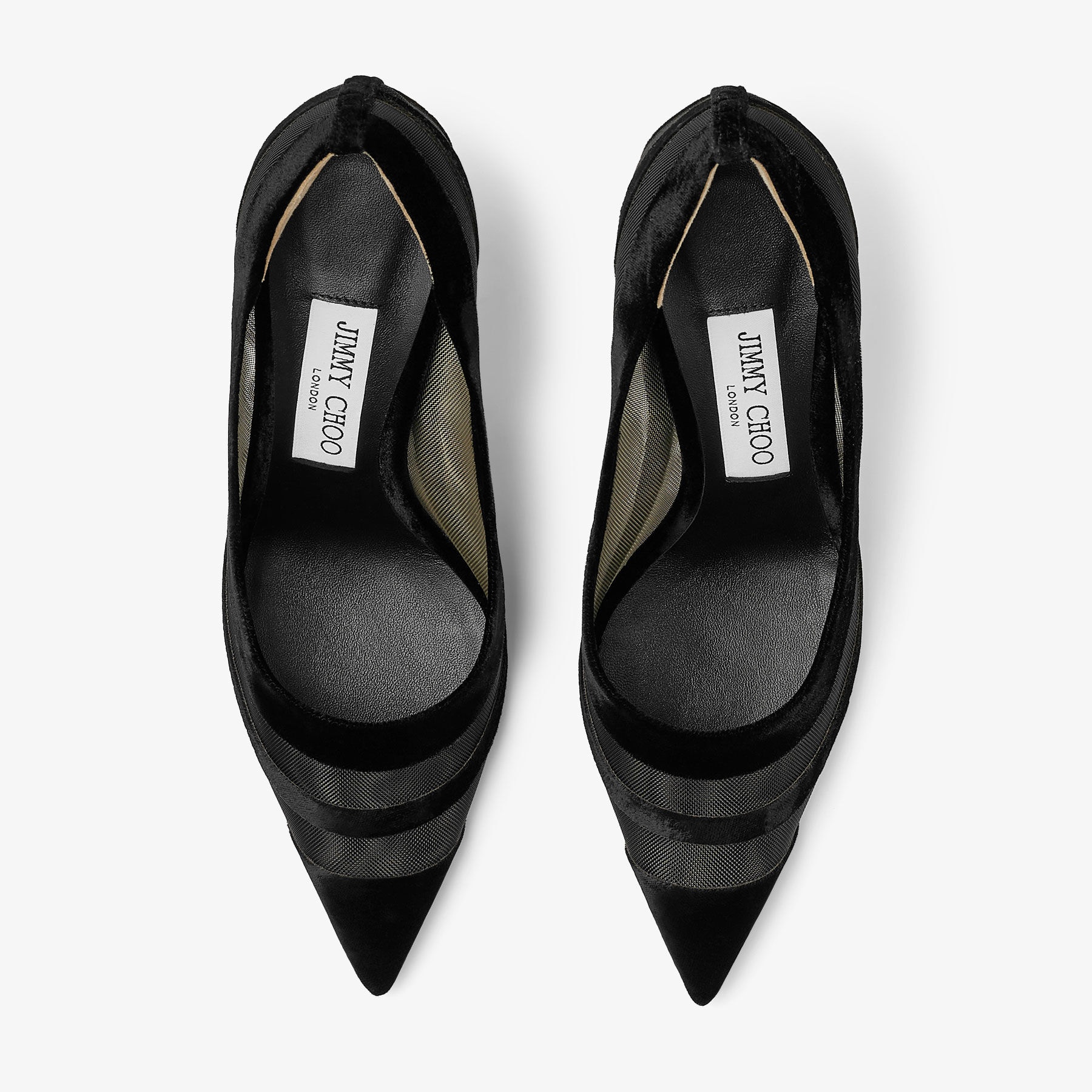 Love 85
Black Flocked Velvet Striped Mesh Pumps - 4