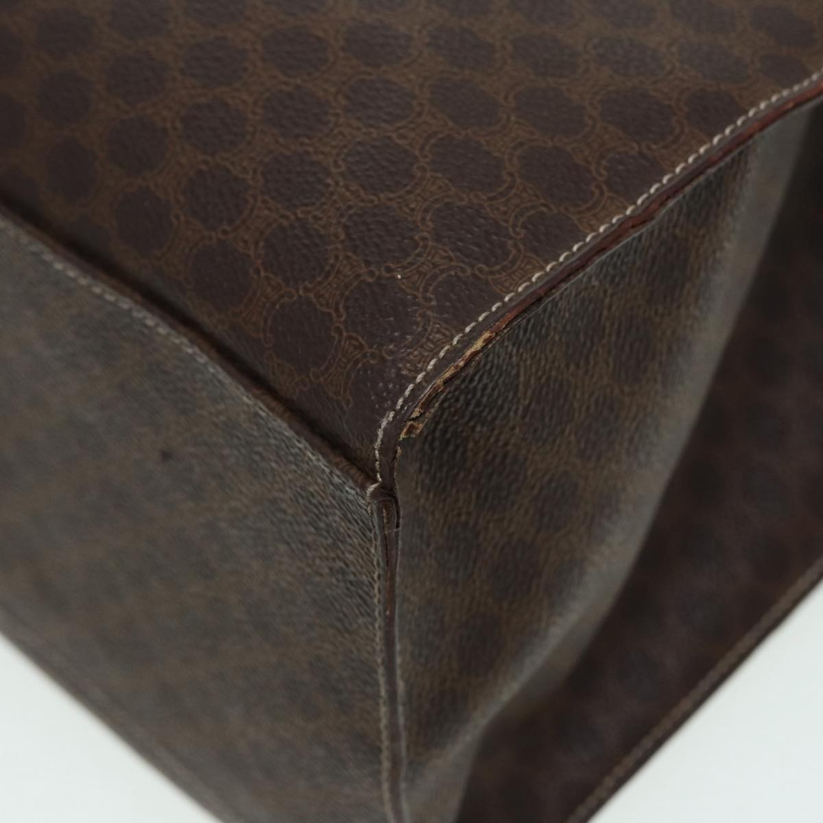 CELINE Macadam Canvas Hand Bag Pvc Leather Brown Gold - 16