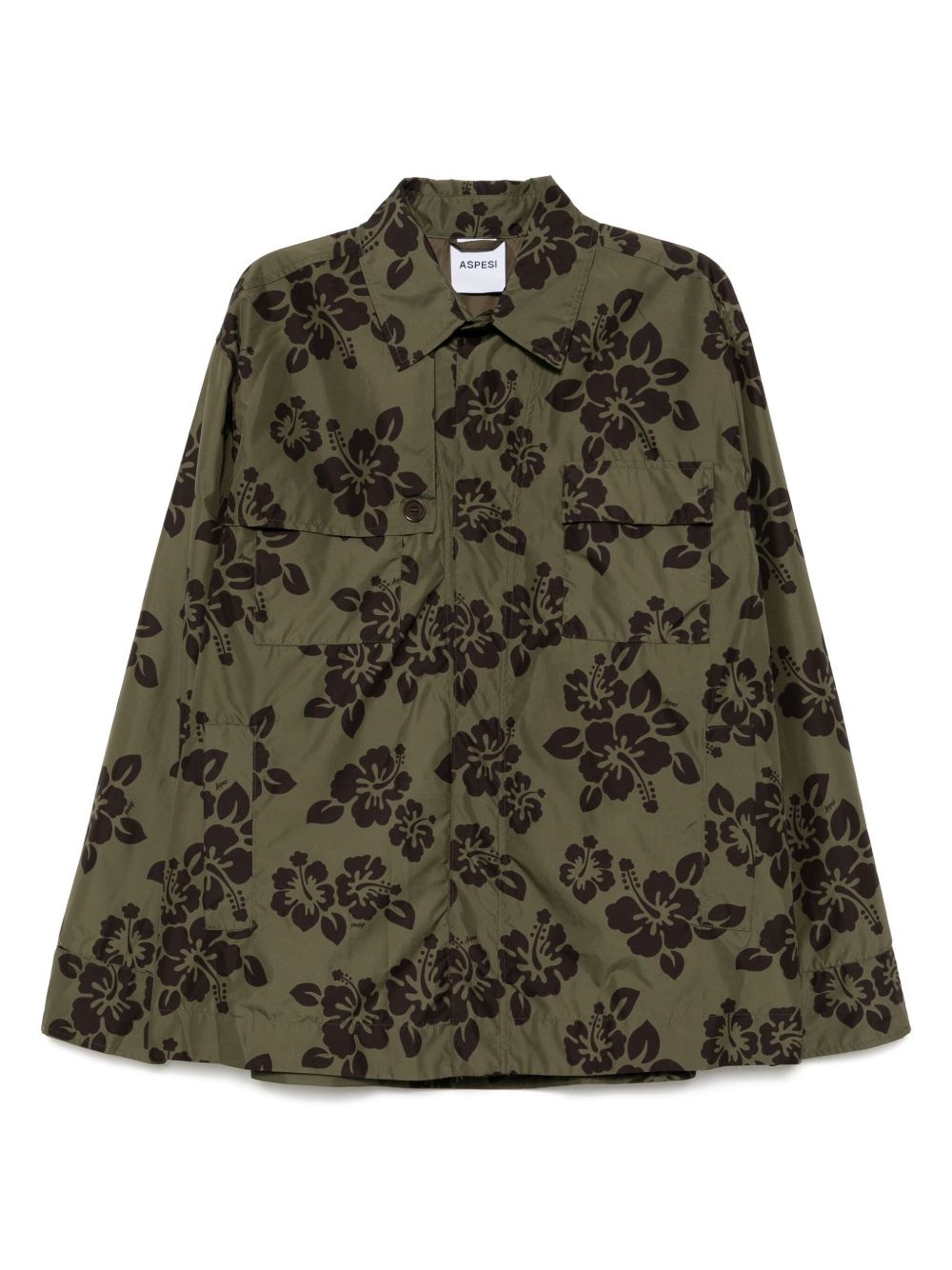 hibiscus-print lightweight jacket - 1