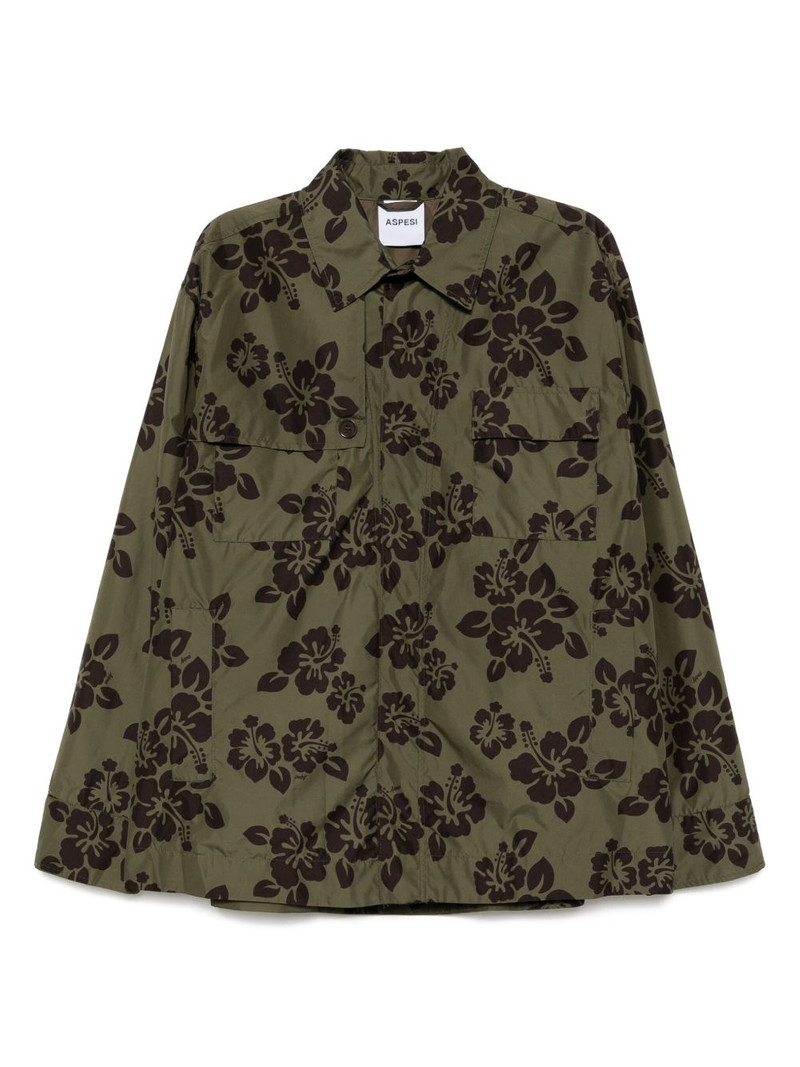 hibiscus-print lightweight jacket 1