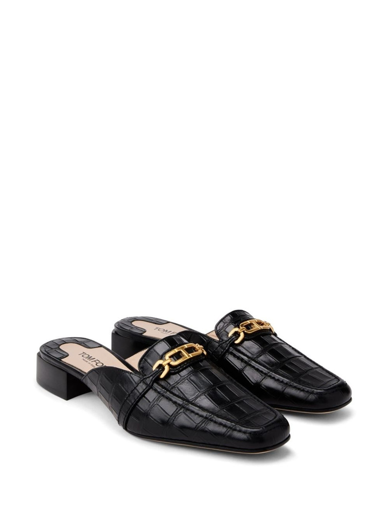 TOM FORD Whitney crocodile-embossed leather mules outlook