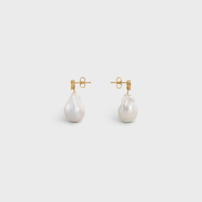 Baroque Triomphe Earrings in Brass with Gold Finish and Cultured Pearls 3