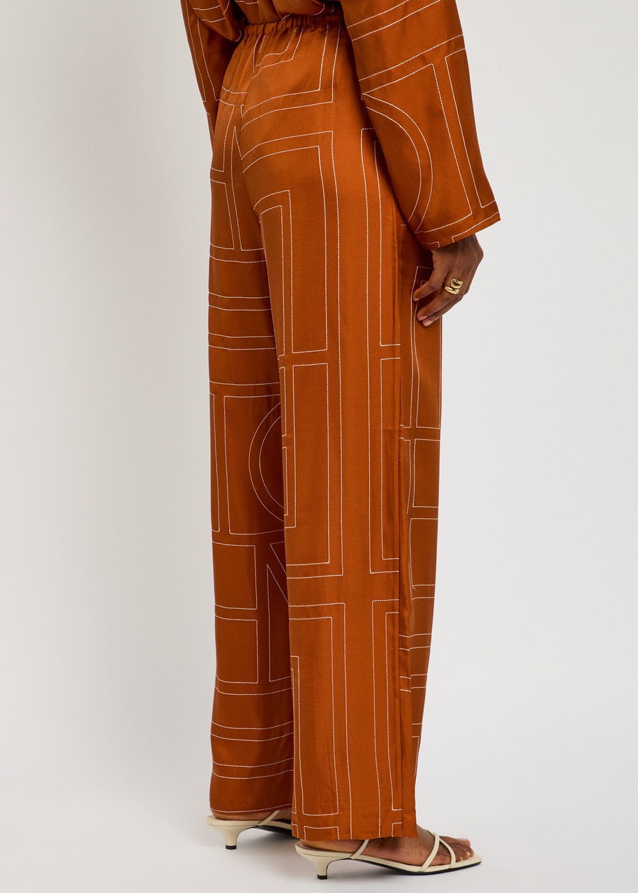 Toteme Logo-embroidered Silk-satin Trousers - 3