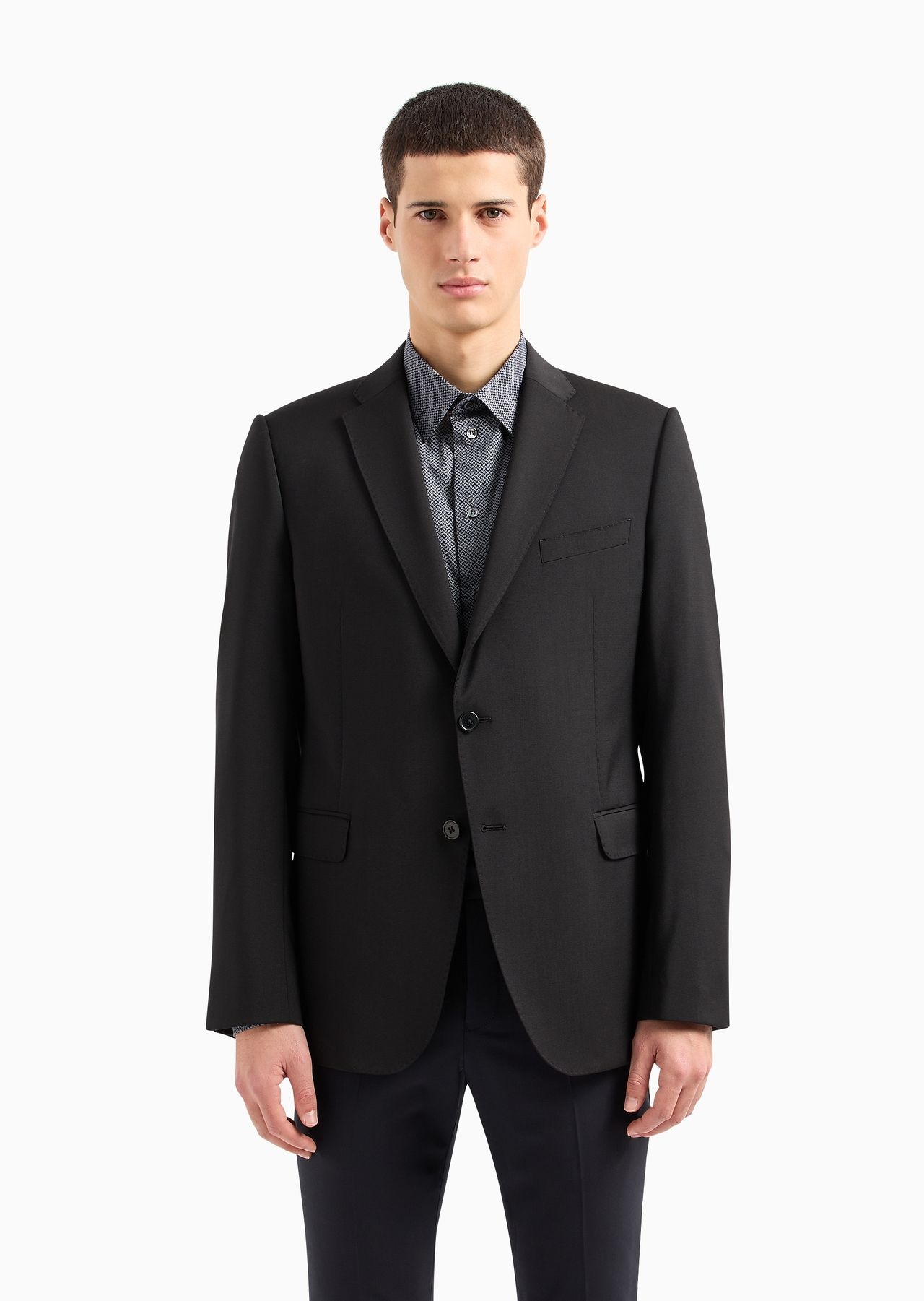 Slim-fit single-breasted jacket in natural, tropical, stretchy, light wool - 2