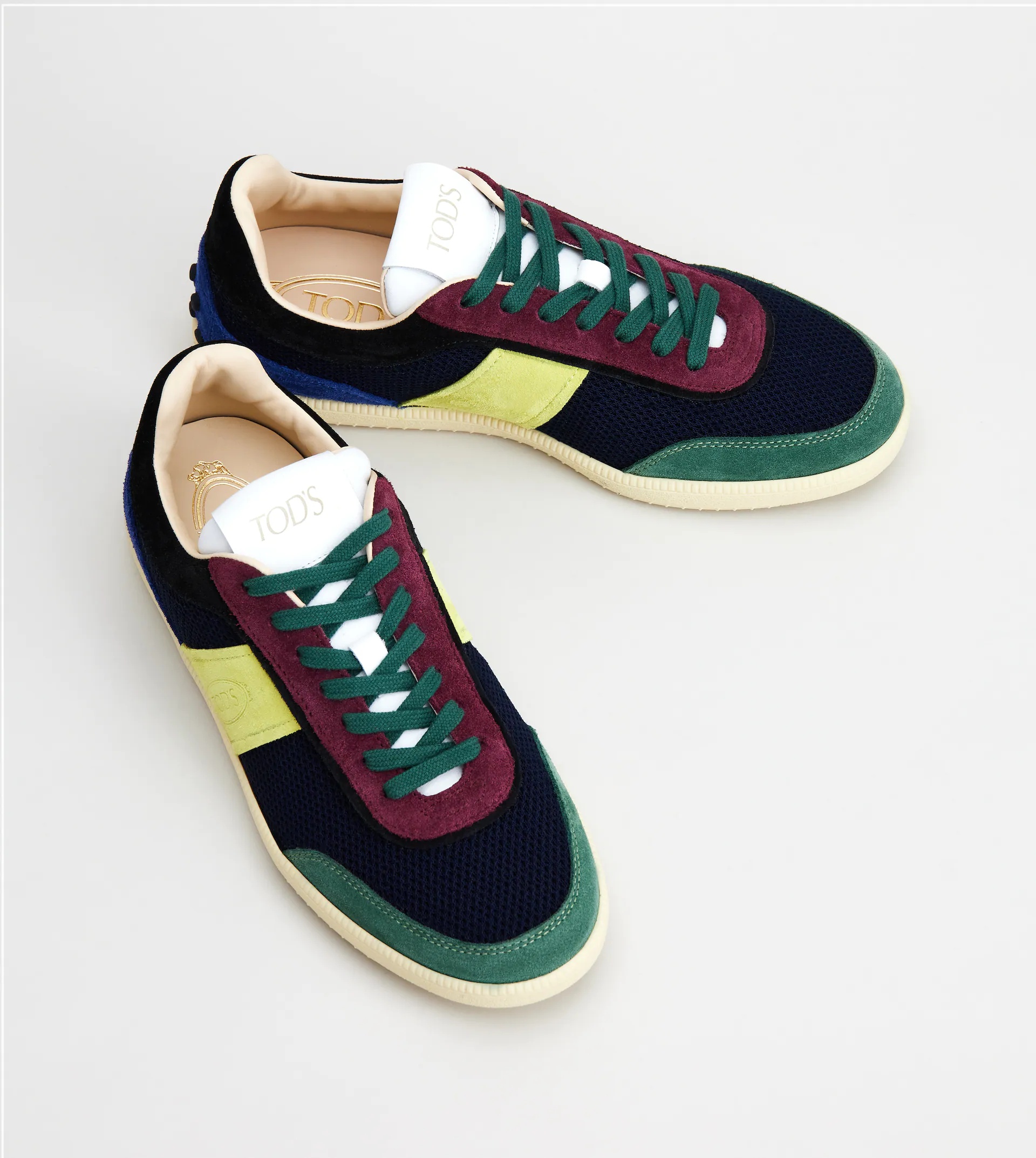TOD'S TABS SNEAKERS IN SUEDE AND TECHNICAL FABRIC - GREEN, BLUE, BURGUNDY - 3