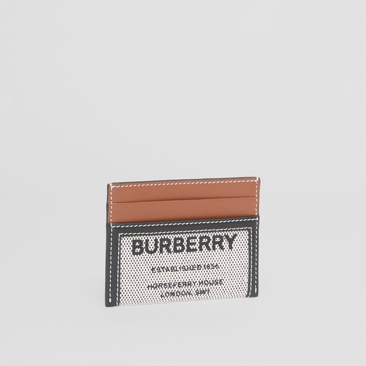 Horseferry Print Cotton Canvas and Leather Card Case - 4