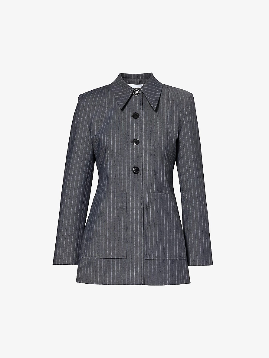 pinstripe single-breasted blazer - 1