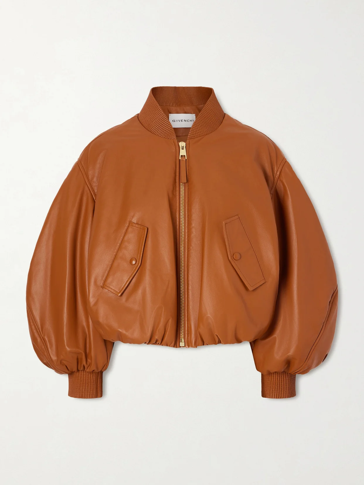 Padded Leather Bomber Jacket - 1