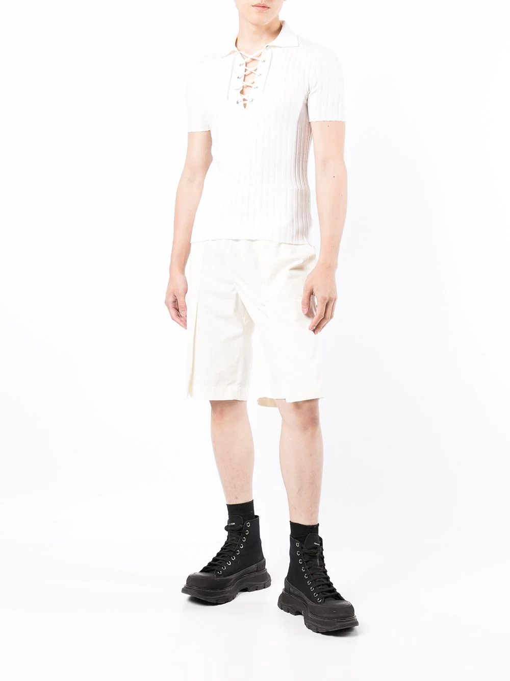 drawstring track shorts - 3