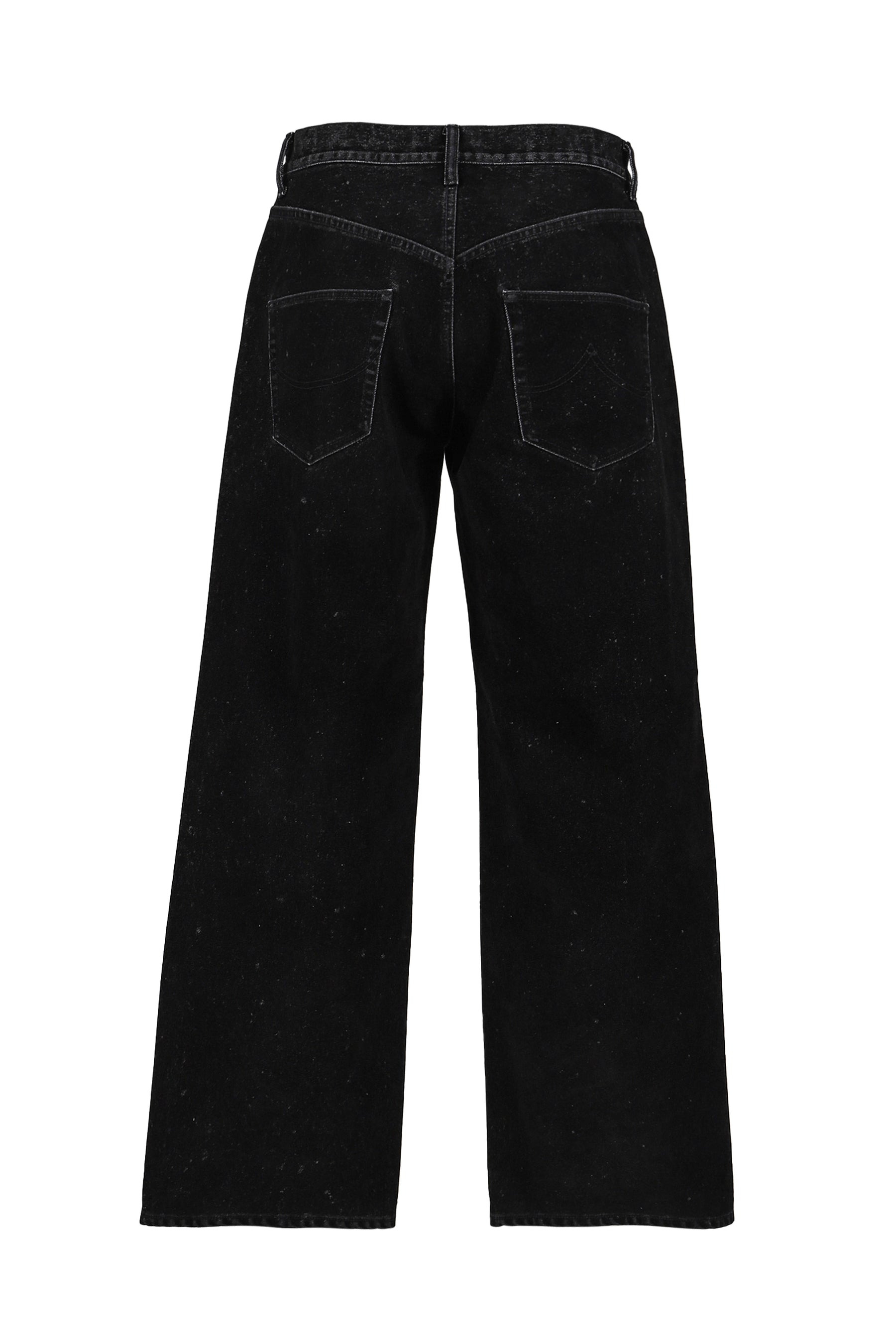 FLOCKED DEINM EMBROIDERED PANTS / BLK - 6