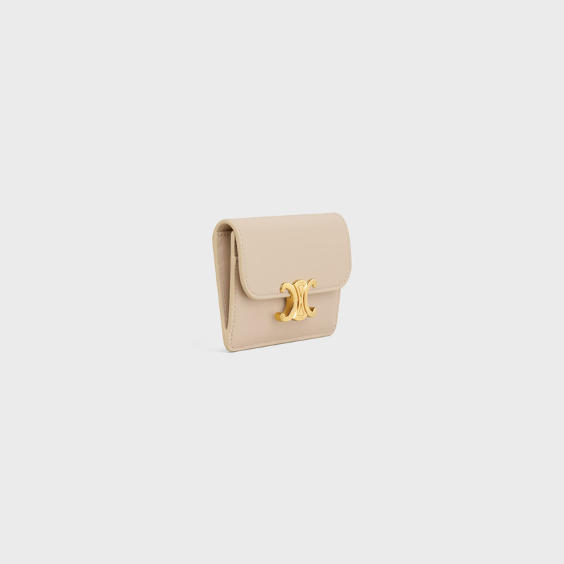 CELINE CARD HOLDER WITH FLAP TRIOMPHE in Shiny calfskin outlook