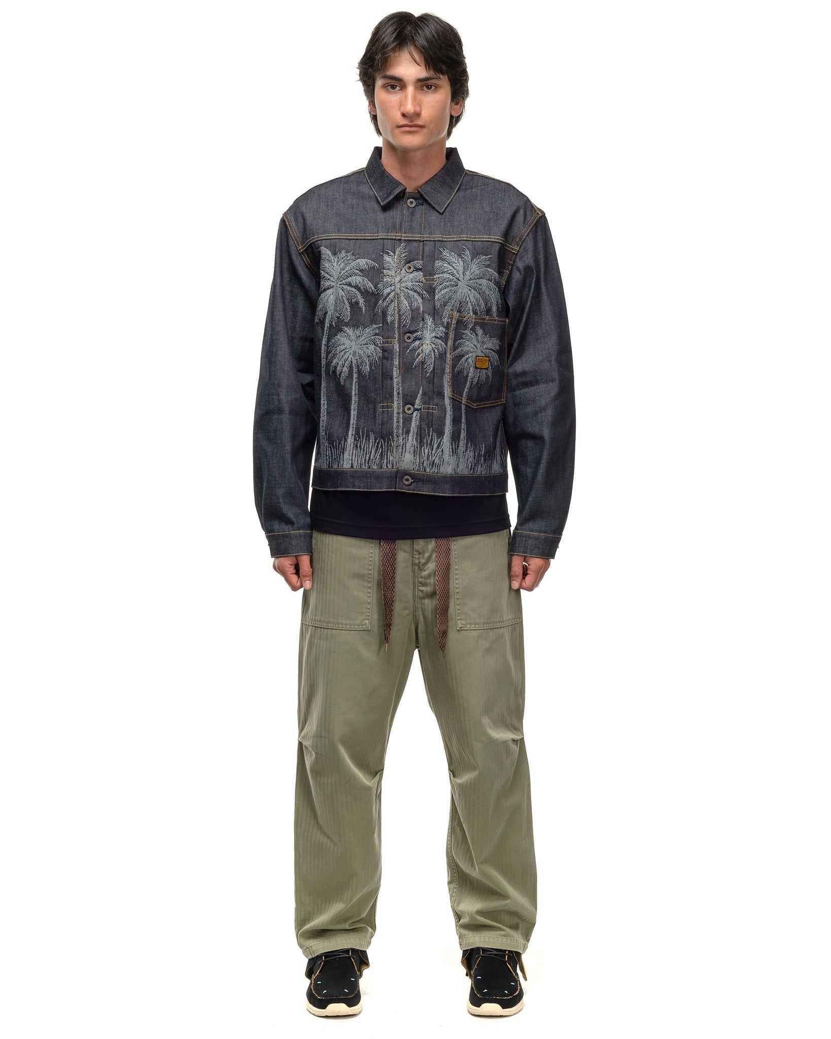 12OZ PALM TREE JACQUARD DENIM 1ST JKT INDIGO - 2
