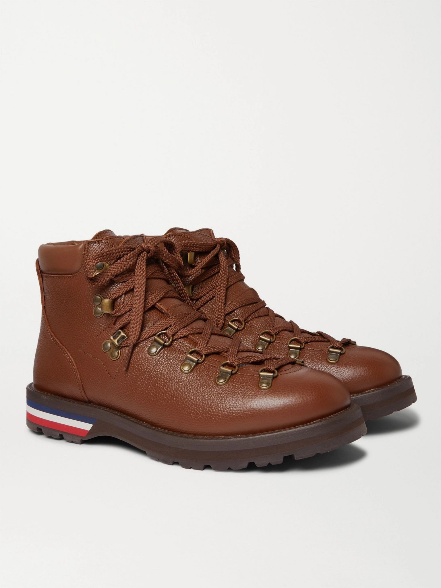 Striped Full-Grain Leather Boots Brown - 4